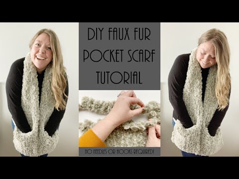 Easy Faux Fur Pocket Scarf, Off The Hook Faux Fur, DIY...