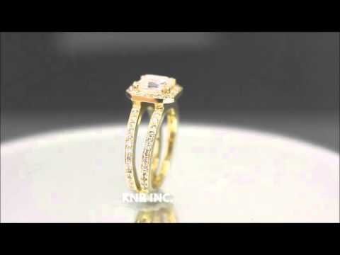 18k Yellow Gold Asscher Cut And Round Diamond Engagement Ring 2.70ct H-Vs2 Egl Us - KNR INC - 810