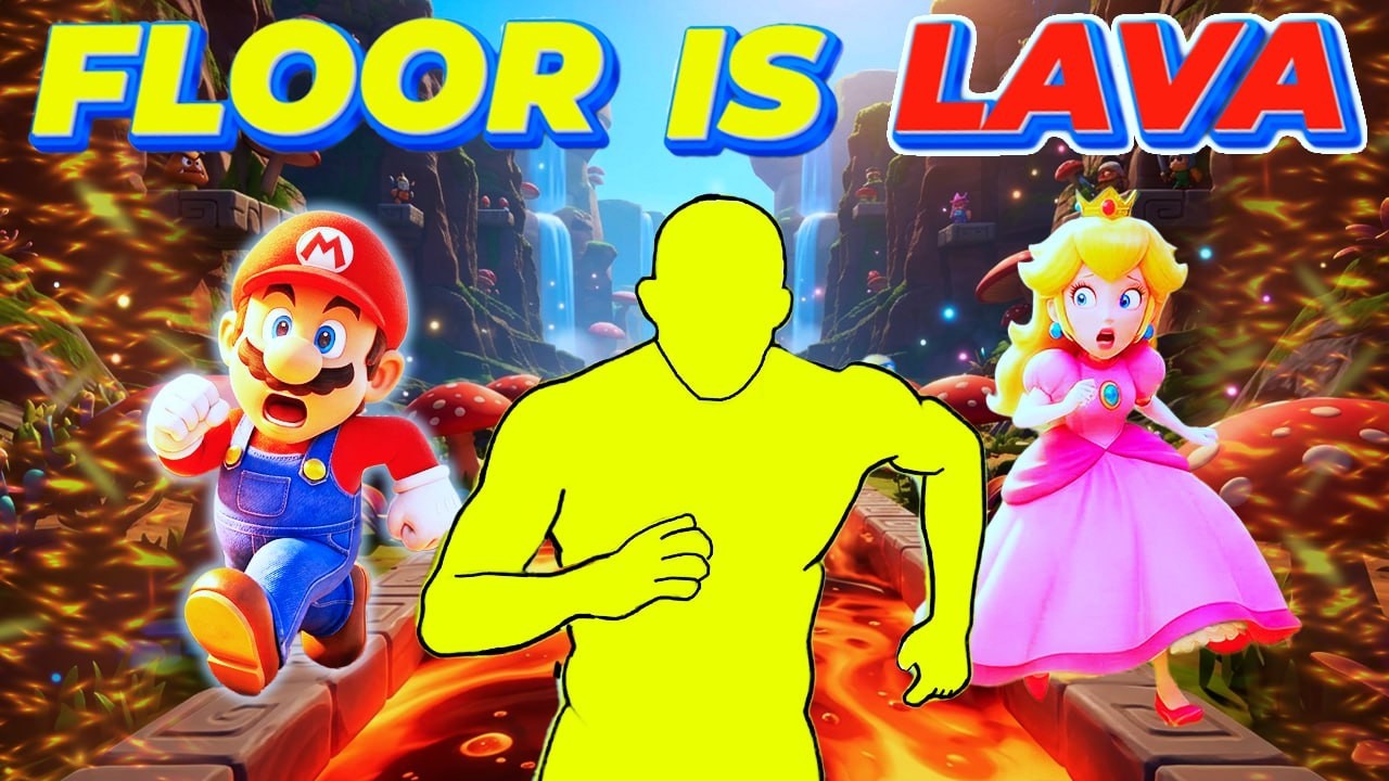 SUPER MARIO RUN WORKOUT 🍄 THE FLOOR is LAVA 🔥 Immersive Interactive Warm Up 🔥 Viral Interactive Game