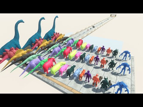 Colors Dinosaur Race To Get a Gold Pig #30 | 🦖Animal Revolt Battle Simulator🦕