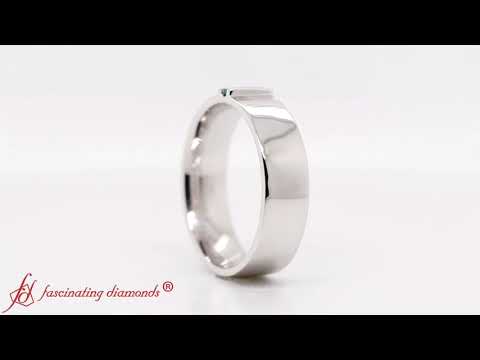 3 Stone Diamond Wedding Anniversary Band For Men With Emerald In White Gold