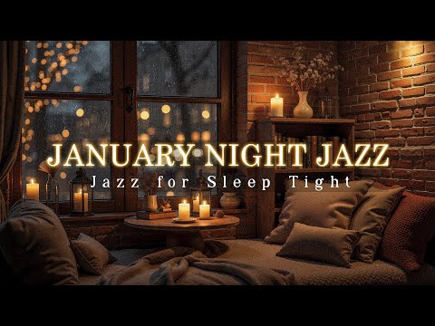 Elegant December Night Jazz & Gentle Rain Sound by the Window | Relaxing Piano Jazz for Sleep Tight