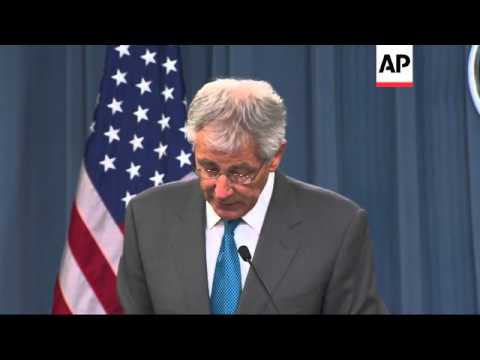 Defense Secretary Chuck Hagel says the U.S. will send medical supplies, helmets and other nonlethal