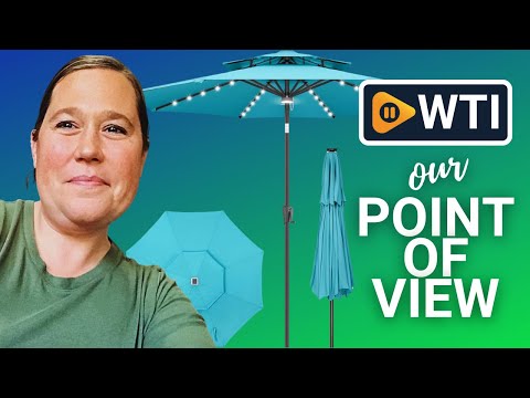 9ft Solar Umbrella Outdoor - Double Top Lighted Patio Umbrella with 40 LED Lights Waterprool Uv Protection - WTI product video review