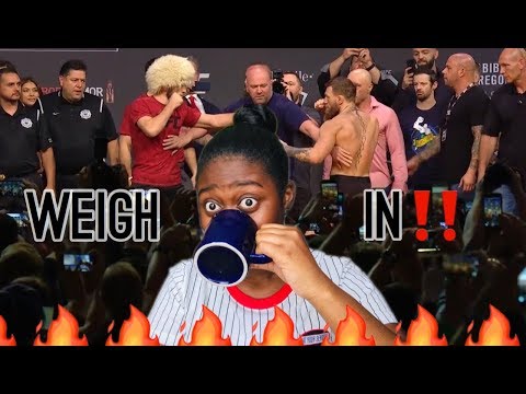 REACTING TO CONOR MCGREGOR AND KHABIB NURMAGOMEDOV WEIGH-IN| YIKES!!!!