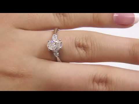 Oval & Pear Cut Three Stone Engagement Ring MD122