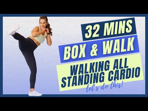 07: Box & Walk Workout | 32 Mins Walking Cardio + Kickboxing at Home (NO EQUIPMENT)