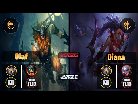 Challenger OLAF [Conqueror] (Jungle) VS  DIANA - Challenger KR Patch 11.10
