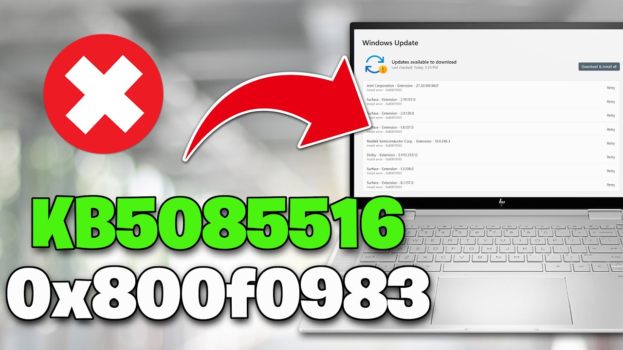 Windows 11 Update KB5085516 Not Installing Install Error 0x800f0983 FIX