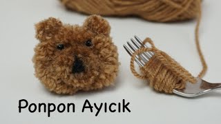 Ponpon Ayıcık / örgü patik, şapka, yelek, atkıya koyun yada anahtarlık yapın / Figen Ararat