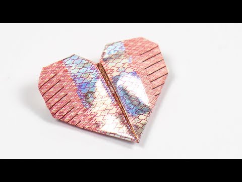 Geld Herz falten, Anleitung um einfach ein HERZ aus GELD zu basteln, KURZ
