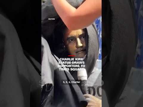 Charlie Kirk statue draws supporters to Times Square