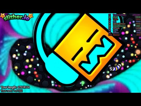 Slither.io A.I Geometry Dash Skin Vs Tiny Snakes - Epic Skin Slitherio Vip Best Gameplay - NewRecord
