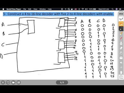 (Arabic) Construct a 4-to-16 line decoder with five 2-to-4-line decoders with enable