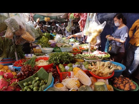 Morning Market Scenes - Amazing Food Market At Phsar Toul Kork Market @ Toul Kork Phnom Penh