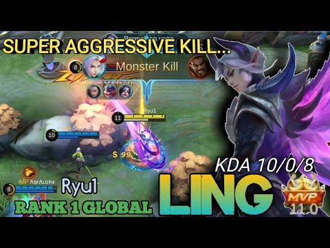 Amazing Rotation Ling Night Shade Super Aggressive!! | Top 1 Global - By Ryu1 | Mobile Legends