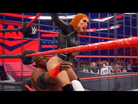 WWE 2k22: Becky Lynch vs Bobby Lashley, steel cage match, intergender wrestling