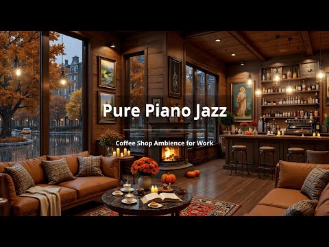NO ADS | Cozy Autumn Café Jazz Piano 🍁 Relaxing Jazz Piano & Rain Sounds for Study and Relaxation