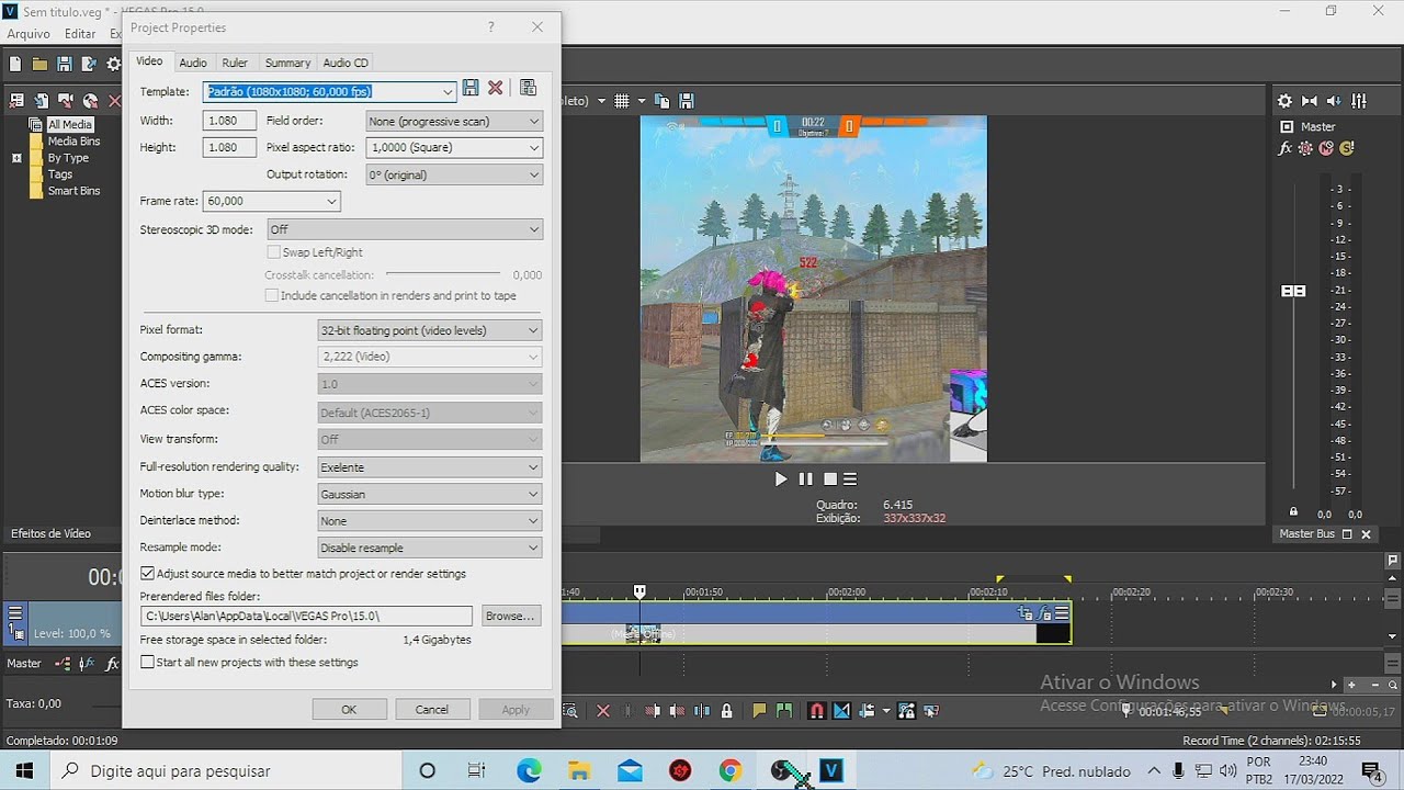 ✅Como RENDERIZAR VÍDEO no Sony Vegas com ALTA QUALIDADE EM 4K ATUALIZADO (2022) ✅  FREEFIRE