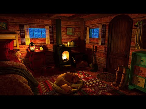 Cozy Winter Hut Ambience with DOG - Blizzard, Snowstorm Sounds and Wind Sound Effect