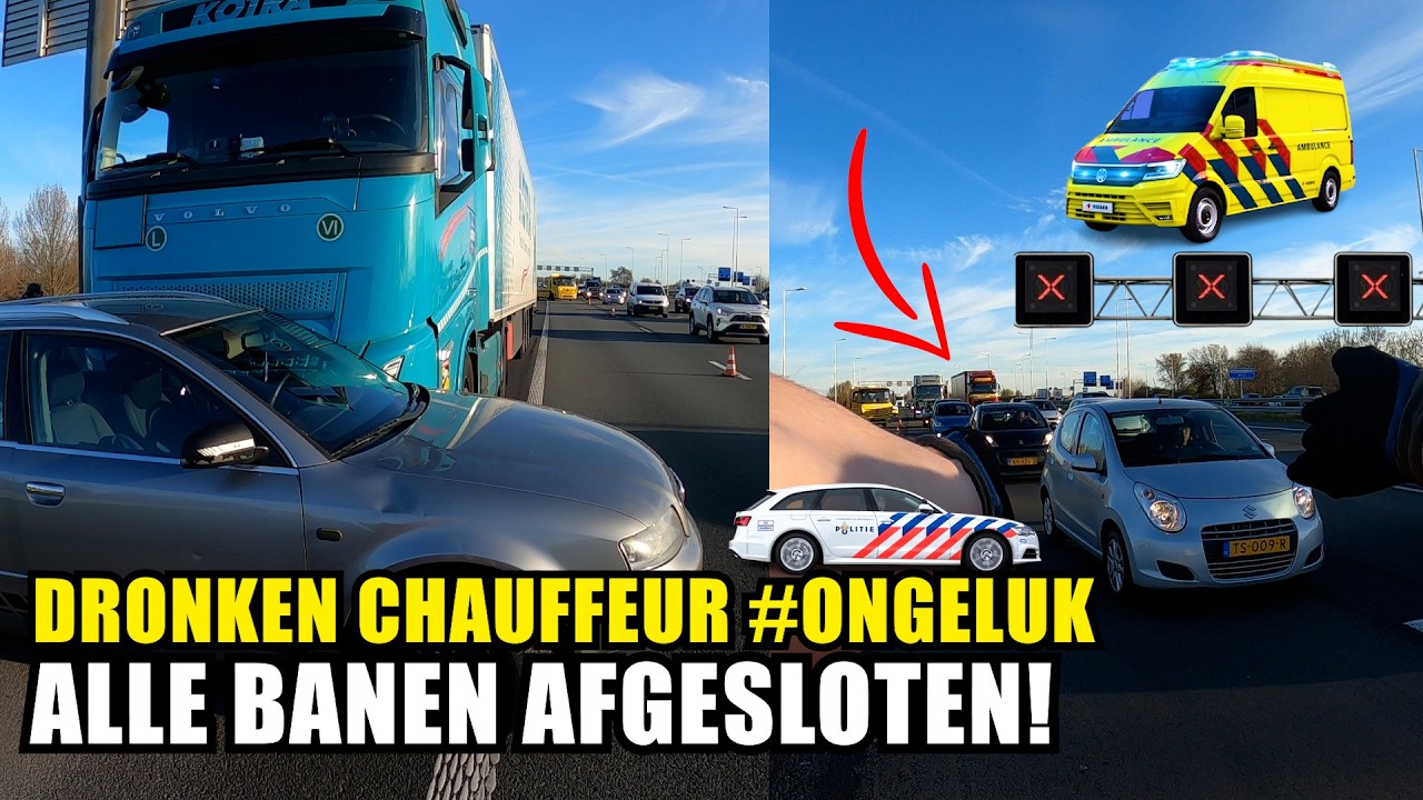 BESTUURDER GAAT MEE MET POLITIE! | ONGELUK DOOR DRONKEN VRACHTWAGEN CHAUFFEUR.
