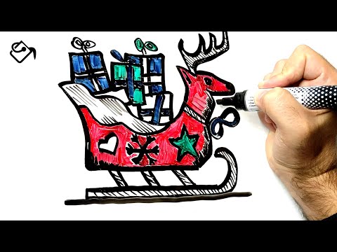 Comment dessiner le TRAINEAU du pere noel FACILE