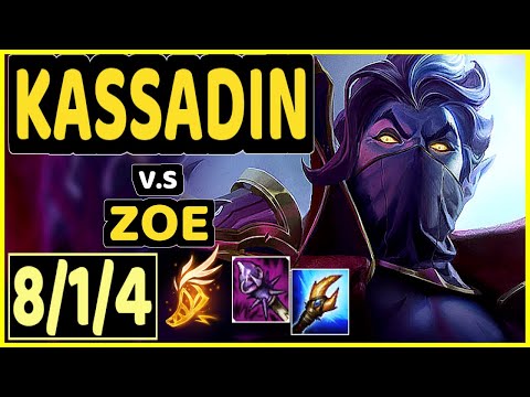 GOLDENGLUE (KASSADIN) vs ZOE - 8/1/4 KDA MID GAMEPLAY - NA Ranked GRANDMASTER
