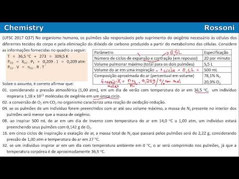 UFSC 2017 - Questão 37 - Gases e pressão parcial na respiração