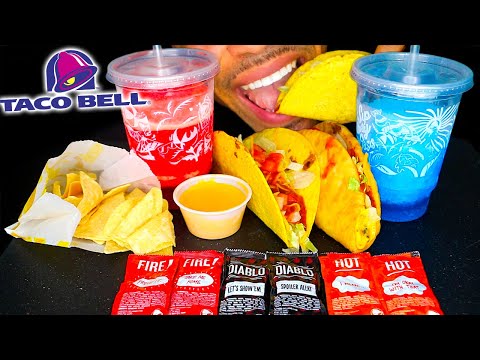 TACOBELL MUKBANG NACHO CHEESE CHALUPA BLACK JERRY BEAN...