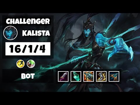 Kalista Bot Lane 11.18 Challenger Gameplay Replay S11 (16/1/4) - EU