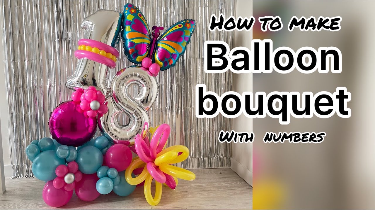 Butterfly theme birthday decoration | DIY number balloon bouquet | 18th birthday balloon bouquet