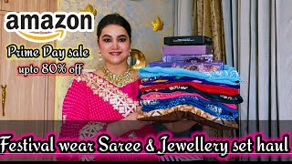 Amazon Prime day sale upto 80 off Festival special Saree & Jewellery set haul @PoojaRikichoyal