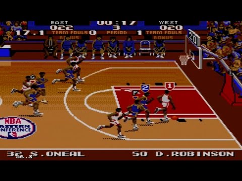 Tecmo Super NBA Basketball Gameplay All-Star Game (Sega Genesis\Mega Drive)