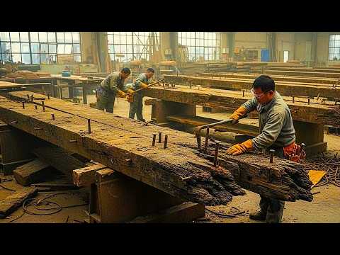 Turning Old Train Sleeper Difficult Wood into High-Value Products Furniture // Incredible Process