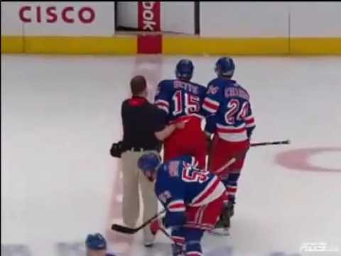 Brashear nasty hit on Blair Betts! fight nhl hockey