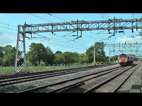 66721 and 66701 on 0Z21, 08:10, Peterborough - Stoke Longport