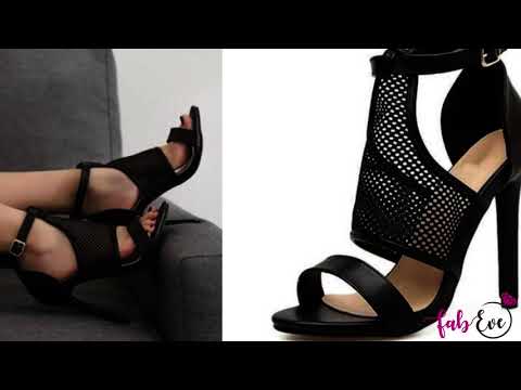 Pumps Peep Toe Mixed Color High Heels Woman Buckle Strap