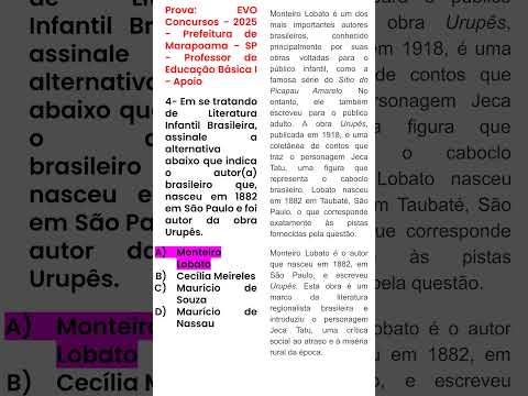 💡04- CONHECIMENTOS GERAIS : Prova: EVO Concursos - 2025 - Prefeitura de Marapoama - SP - Professor