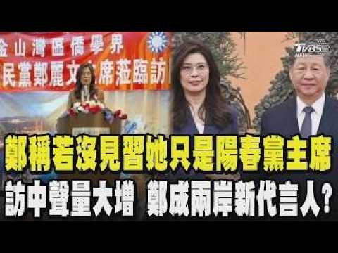 鄭麗文藍僑宴大在習近平 稱若沒見習她只是個陽春黨主席 赴胡佛研究所交流 鄭再與企業界交談 訪中後聲量大增 有史以來首位登熱搜政治人物 鄭麗文將成兩岸新代言人?｜TVBS新聞