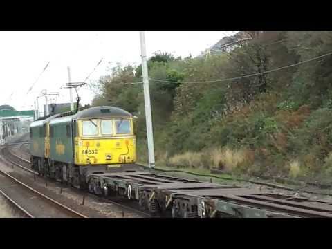 Freightliner 86639 86632 4Z83 Crewe to Coatbridge F L T  Hest Bank 25th October 2013