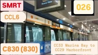 [SMRT] (CCL6) C830 (830) from CC33 Marina Bay to CC29 Harborfront