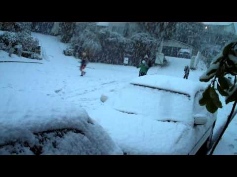Skiing in Churton Park, Wellington, New Zealand.
