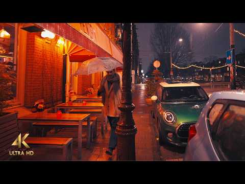 Evening Rain Walk in Amsterdam-West • Rain Sounds • 4K HDR