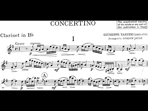 Concertino Para Clarinete y Cuerdas (Giuseppe Tartini) Concertino for Clarinet and String Orchestra.