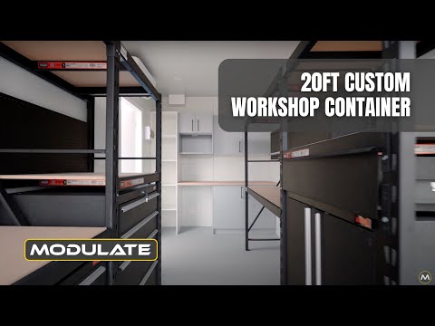 20ft Custom Workshop Shipping Container - Compact Design with Heavy Duty Shelves
