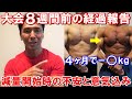 ボディビル大会8週間前の食事、有酸素、筋トレなど経過報告＆減量開始時不安だった理由と今の意気込み