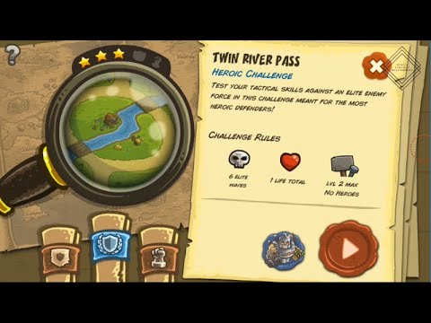 Kingdom Rush - Twin River Pass (Level 4) Heroic Challenge Hard/Veteran Difficulty Walkthrough