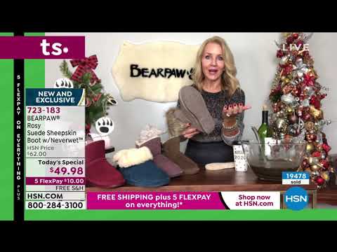 BEARPAW Rosy Suede Sheepskin Button Boot with NeverWet