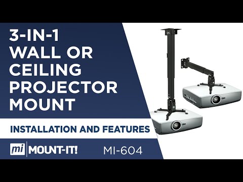 Mount-It Wall or Ceiling Projector Mount with Universal LCD/DLP Mounting for Projectors (Black)