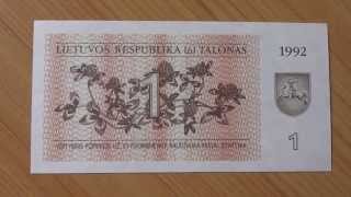 Die 1 Talonas Banknote aus Litauen von 1992
